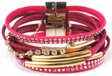 Sky Suede Braid Magnetic Bracelet with Rhinestone Cupchain