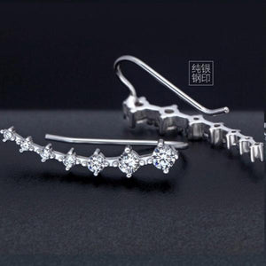 925 Silver CZ Star Flower Ear Climber Earrings