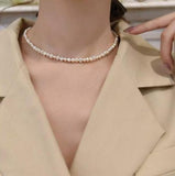 Real Pearl Baroque Necklace Pink Cultured 6-7mm Women Gift