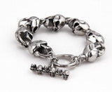 316L Stainless Steel Skull Biker Bracelet 8.26''