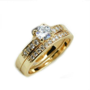 CZ Yellow Wedding Rings Set - Couples' Engagement Accessories