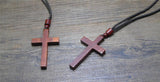 Sandalwood Ebony Cross Necklace Men Women Choker Bijou Male Wood Rope