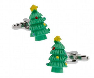 Sunnylink Green Christmas Tree Cufflinks for Shirt L1031