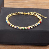 Lucky Evil Eye Charm CZ Tennis Bracelet Adjustable Chain Bangle
