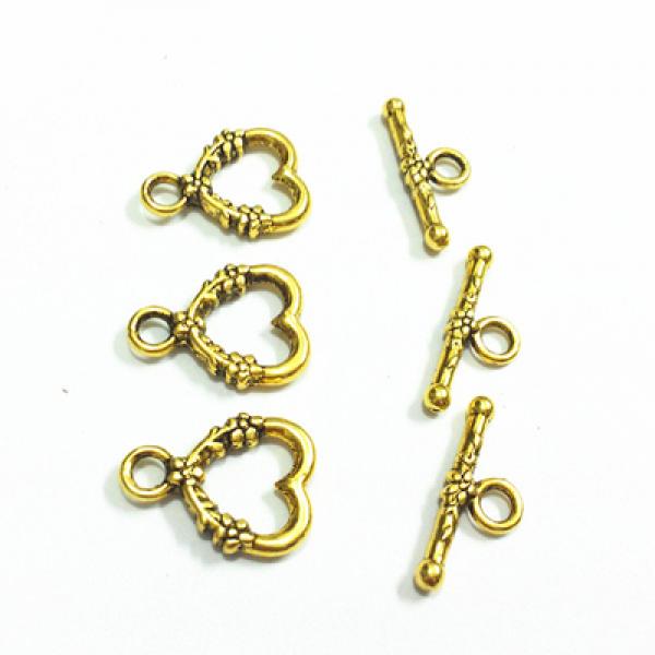 100 Vintage Silver/Gold Flower/Crown/Heart Toggle Hook Clasps