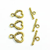 100 Vintage Silver/Gold Flower/Crown/Heart Toggle Hook Clasps