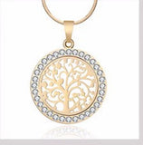 Tree of Life Crystal Round Pendant Necklace