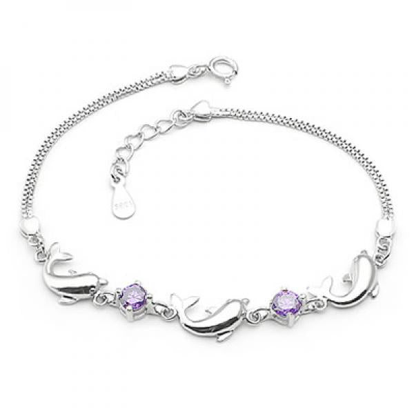 Dolphin Zircon Bracelet 925 Sterling Silver Jewelry