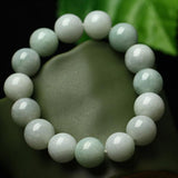 Hand-Carved Natural Jade Emerald 10MM Round Bead Bracelet