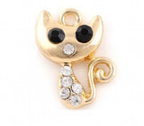 20PCS Rhinestones Cat Pendant Charms for DIY Floating Locket Jewelrys