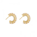 18K Plated Pearl Ear Studs with Zircon, Wedding Access