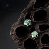 925 Silver 10.5mm Chalcedony Jade Stud Earring