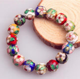 Colorful Enamel Filigree Stretch Bracelet 12mm Beads Bangle