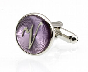 Sunnylink Men's Round Letter Purple Cufflinks M4227