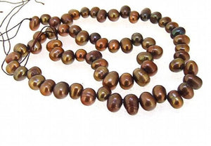 6x9mm Brown Freshwater Pearl Loose Beads 14in DIY Jewelry Necklace