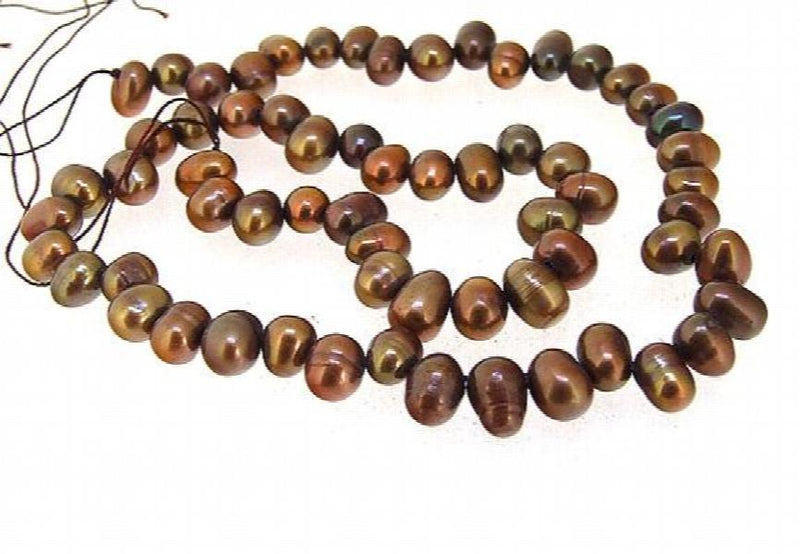 6x9mm Brown Freshwater Pearl Loose Beads 14in DIY Jewelry Necklace