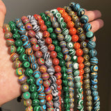 Green Malachite Round Loose Beads For DIY Bracelet Making Strand
