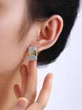 925 Silver Multi-Line High Zirconia Earrings Gift