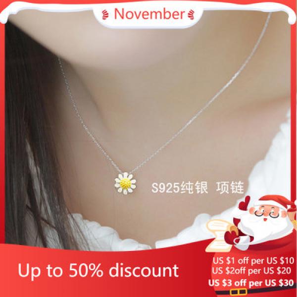 925 Silver Sunflower Necklace Pendant for Women - Lady Gift