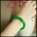Zheru Burmese Emerald Green Bracelet 54-64mm