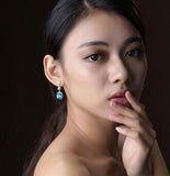 Natural Stone Aquamarine Zircon Crystal Earrings