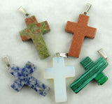 Natural Stone Crystal Charms Cross Pendants for Jewelry Making