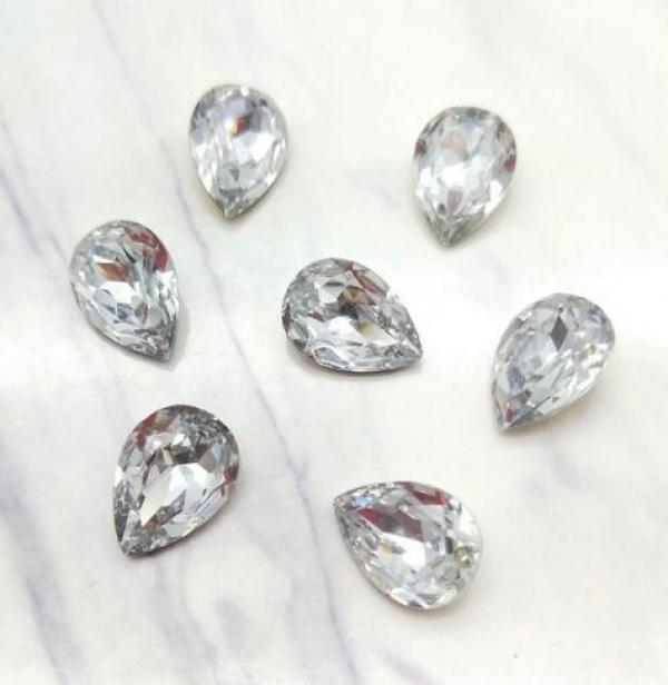50pcs Resin Rhinestones 13x18,10x14mm Pear Shape Stones for DIY Dress