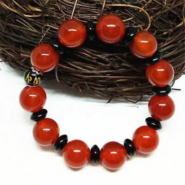 Natural Bodhisattva Spell Red Jadeite Bracelet
