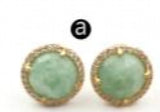 Crystal Stone Circle Stud Earrings CZ Pave Dainty Wedding Jewelry
