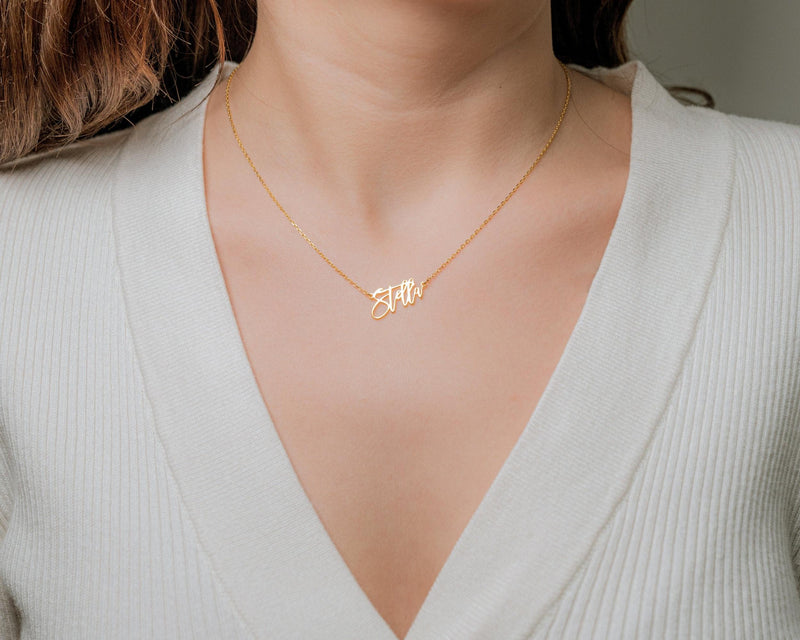 Custom Name Necklace, Stainless Steel Small Name Pendant