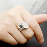 Snow Tire Plum Bone Sterling Silver Chalcedony Jade Ring