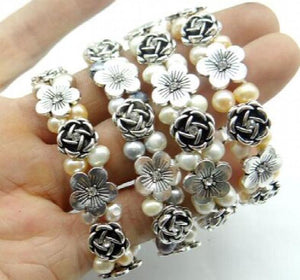 Quartz Crystal Pearls Bangle Freshwater Pearl Bracelet