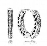 925 Silver Sparkling Heart Earrings Wedding Gift Jewelry