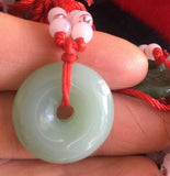 Green Jade Peace Buckle Necklace for Longevity