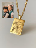 Custom Photo Necklace Stainless Steel Personalized Name Engraved Pendant Gift