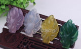 3pcs Lots Natural Yellow Green Agate Carved Nine-Tailed Fox Pendant Necklace