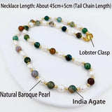 Natural Stone Baroque Pearl Necklace Agate Bead Charm Jewelry