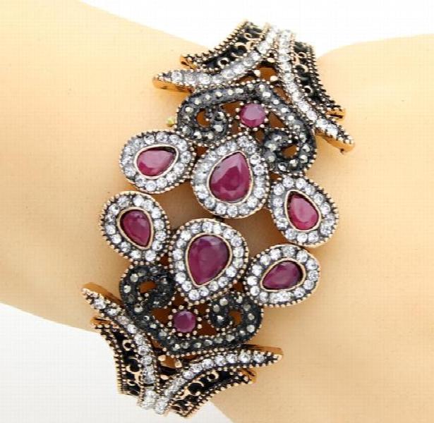 Antique Peacock Bracelet Crystal Jewelry Cuff