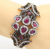 Antique Peacock Bracelet Crystal Jewelry Cuff