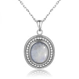 Moonstone S925 Silver Pendant Necklace Gemstone Jewelry Vintage