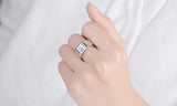 Unisex Tibetan Silver Round Cubic Zircon Opening Ring