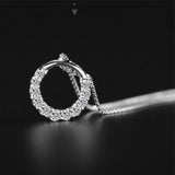Zircon Crystal Circle 925 Sterling Silver Pendant Necklace for Women