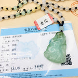 Emerald Jade Hand-Carved Bamboo Pendant Necklace Men Women