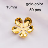 50 Pcs Metal Flower Bead Caps Gold/Silver 13mm Five-Petal Bowl Flowers