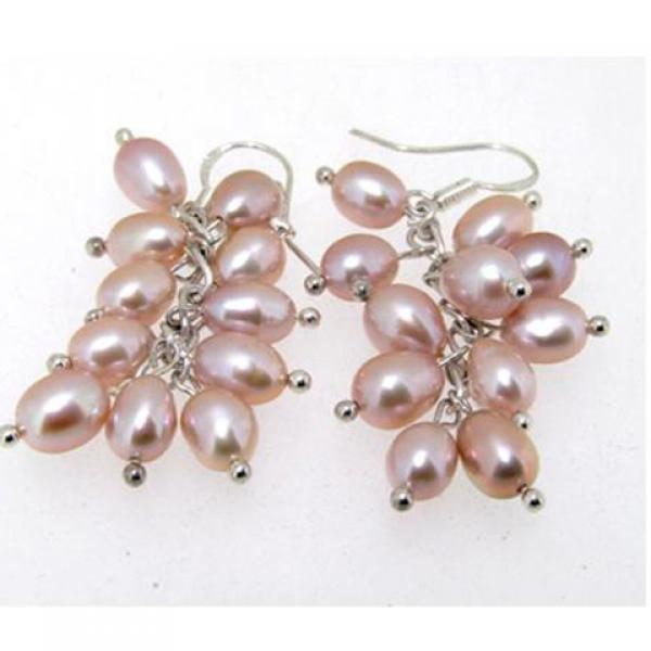 Freshwater Pearl Dangle Earrings 925 Silver Lavender Gemstone Hook