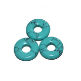 5pcs Natural Stone Donut Charm Pendant Beads Jewelry Making DIY 18mm