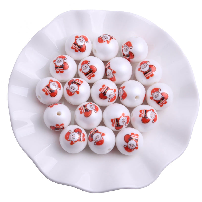 20mm 100pcs Christmas Acrylic Matte Pearl Beads for Jewelry Making