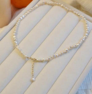 Baroque Irregularity 6-7mm Pearl Necklace 925 Sterling Silver Clasp