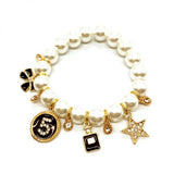 Leaf Number 5 Tower Resin Pearl Strand Bracelet