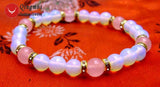 Qingmos Opal & Pink Jade Bracelet for Women 8'' Fine Jewelry